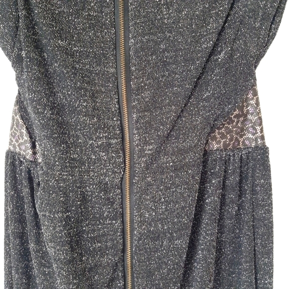 Shimmery Sparkling Sexy Zip Up Black Dress - Picture 7 of 7